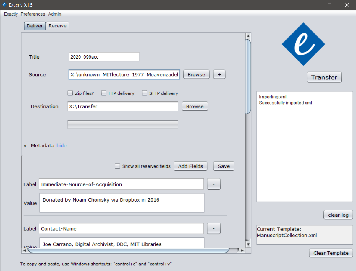 Archives Processing Manual > Exactly > Exactly_DeliverScreen.png