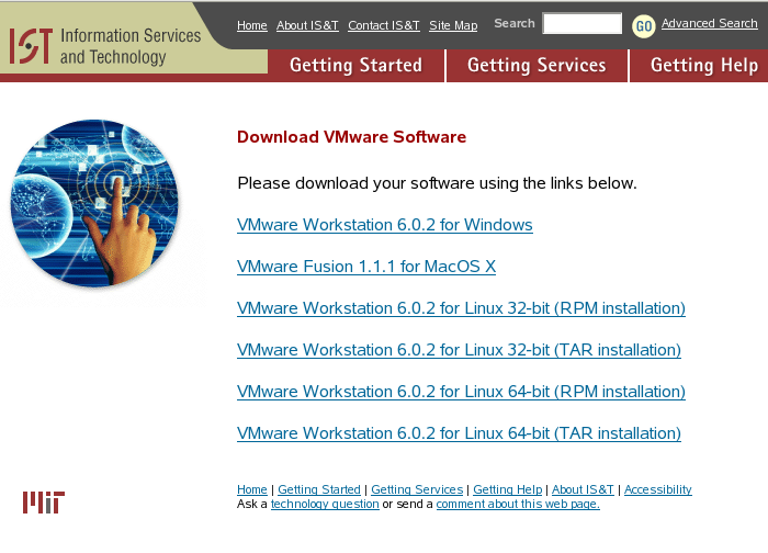 VMWare Release Project > Installing VMware Tools in a Windows XP virtual machine under Linux without installing Workstation on the host > wkdownloadpage.png