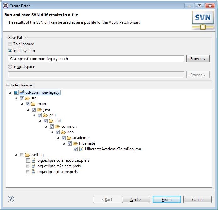 Common Services Framework > Creating an SVN patch file > svnPatch003.jpg